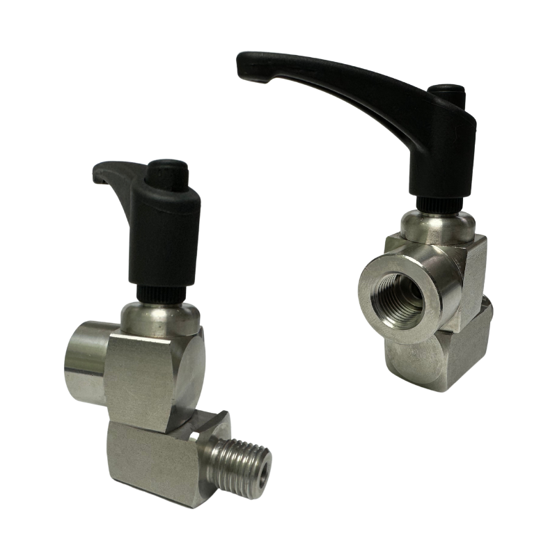 ST330 Stainless Steel with Plastic Lever Lock Swivel Elbow 1/4” MxF